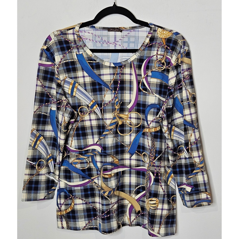 J.McLaughlin Western Bull Horn Chain Rope Catalina Cloth Womens‎ XL Plaid Top